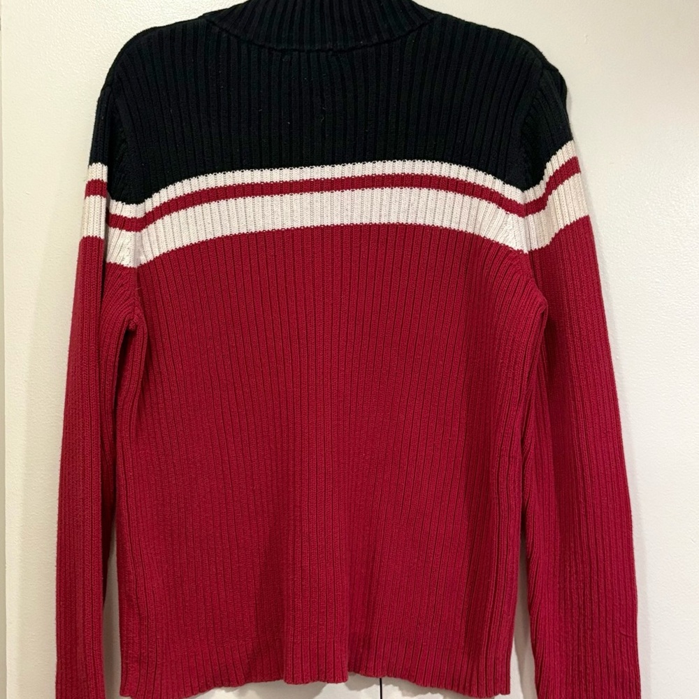 St. John's Bay Red and Black Cowl Neck Sweater - Picture 4 of 5